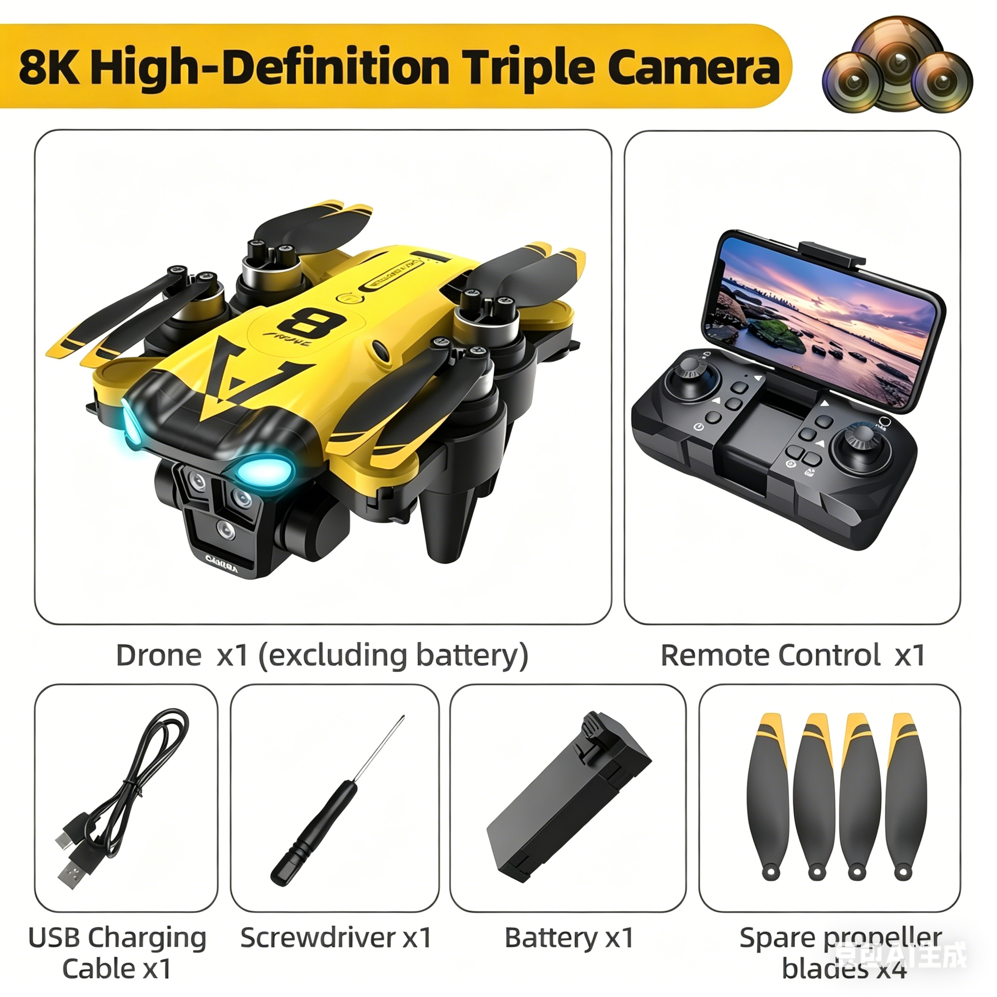 Quadcopter Baru dengan Tiga Ka - Drone Camera Mount ulasan dan harga
